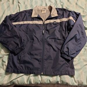 VTG 90s Mens SMALL Adidas Full‎ Zip Windbreaker Grey Blue