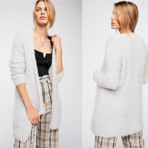 FREE PEOPLE Faux Fur Cardigan NWT Medium Silver