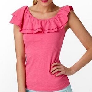 Lilly Pulitzer Wynne asymmetrical tank blouse hottie pink