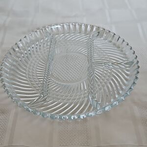 Clear Glass Divided Snack Serving Tray 10"-10"