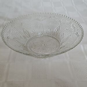 Clear Glass Floral Fruit Bowl 11"-11"