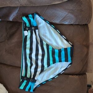 Nass-eau striped high waisted bikini bottoms