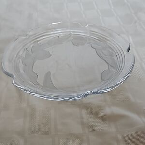 Clear Glass Floral Serving Tray 15"-15"