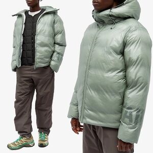 NWT Rains Kevo Case Puffer Jacket M Unisex Haze Green Waterproof Hooded Nylon