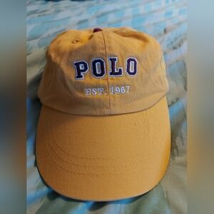 VTG Polo Ralph Lauren Hat Cap Yellow / Blue The hat‎ is stained and faded.