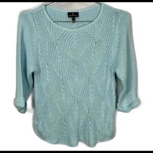 Marble Ice Blue Knit Tunic Sweater Small