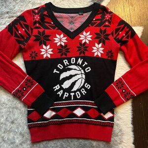 Toronto Raptors Christmas V-neck Sweater Small