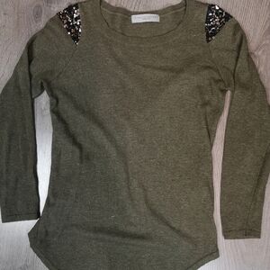 Vintage Stella McCartney GREEN & BRONZE sequins knit pullover Sweater *HOSTPICK*