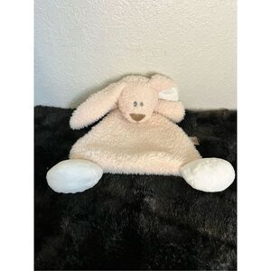 Demdaco Flat Soft Plush Pink Bunny Lovey Rattle