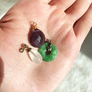 (💖 free add on!) Gemstone Charm Pendants Amethyst Jade Crystal