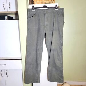 Dickies relaxed fit utility carpenter cargo work canvas pants green size 40x32