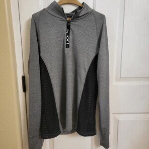 bebe Sportswear 1/4-Zip Pullover Black and Gray SIZE: LARGE