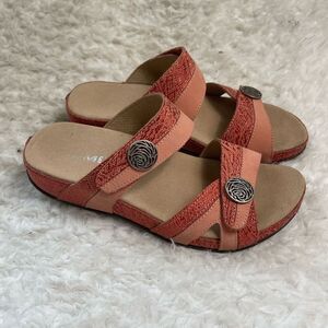 Romika Leather suede &metallic Orange adjustable straps slip on sandals EURSZ36