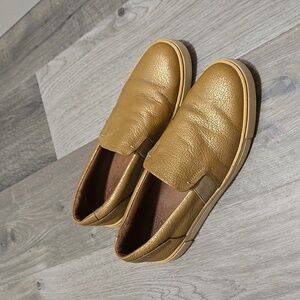 Frye Gold Leather Metallic Slip-on Sneakers