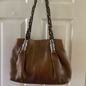 Brighton pebble leather faded Bronze braided Medium shoulder bag