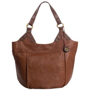 THE SAK Purse Shoulder Bucket Bag Tote Brown Leather