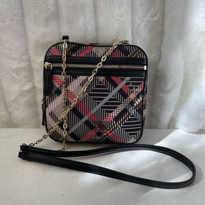 Vera Bradley multi color plaid crossbody bag gold tone chain and hardwares.