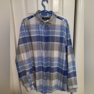 Ralph Lauren Blue Plaid Dress shirt XXL