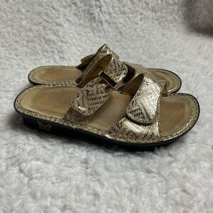 Alegria Karmen Gold Dazzler Double Straps Wedge Sandal EUR 38