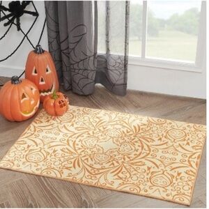 New jinchan  Area Rug 2x3 Accent Rug Indoor Entryway Light Orange Print Floral