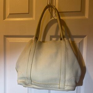 J Crew Borge Garveri Pebbled Leather off White Uptown large Tote.