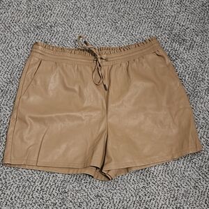 Women's Faux Leather Tie Waist Shorts - Size Large