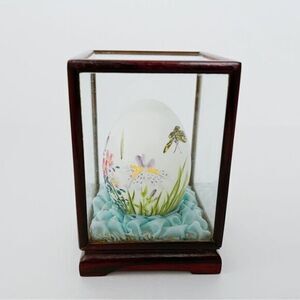 Vintage Handpainted Chinese Egg in Glass Display Case​