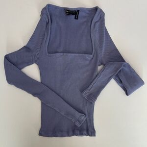 ASOS Design Lavender Skinny Square Neck Long Sleeve, Ribbed Long Sleeves D7