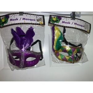 two women's Mardi Gras masquerade, sequin masks, new with tags