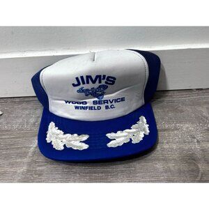 Vintage Jim's Tracker Hat cap Men's Adjustable Size Outdoor White and Blue