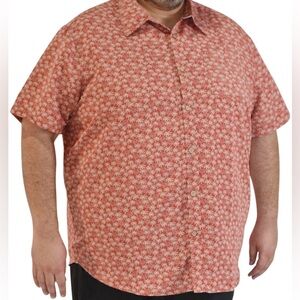 NWOT Winston Men’s Coral & White Palm Tree Button Short Sleeve Shirt, Size 4XLT