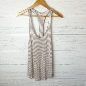 Aritzia Wilfred Striped Racerback Tank Cream Lilac Viscose Linen Relaxed Small