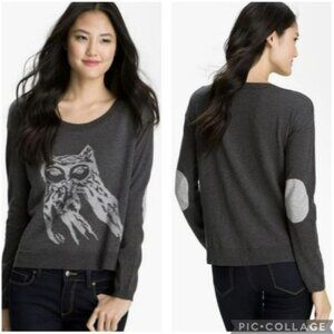 NWT Kensie Owl Intarsia Sweater Black Novelty Print Crew Neck Pullover - Size XS