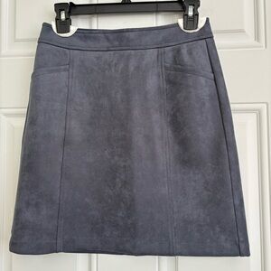 Loft Faux Suede Dark Blue Miniskirt, Size 0