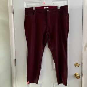 NWT Loft Deep Wine Denim Pants, Size 22