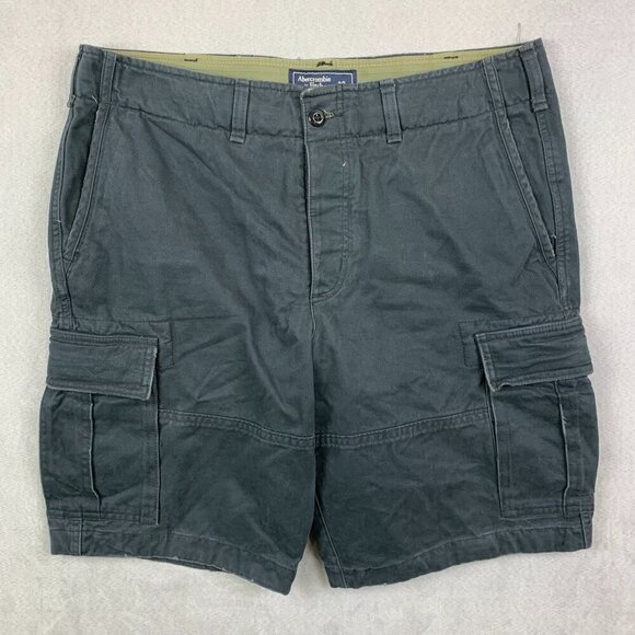 Abercrombie & Fitch Mens Shorts 32 Gray Cargo Heavyweight Hiking 100% Cotton - Picture 1 of 9