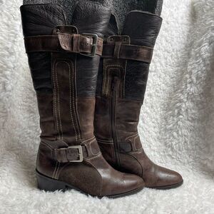 MATISSE Women's McCarthy Brown leather & suede shearling lined tall boots SZ7.5