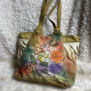 Great American Leatherworks Hand-Painted Shoulder Bag--Floral Prints