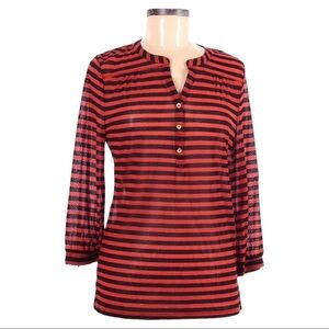 🌺 The Limited Outback Red Sheer Lightweight Stripe Pullover Blouse NWT Size M