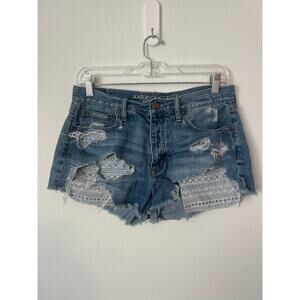 AMERICAN EAGLE Vintage High Rise Festival Denim Jean Shorts