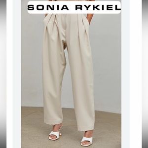 Sonia Rykiel Vintage Paris Cream Ivory High Waist Pleated Trouser Pants 42