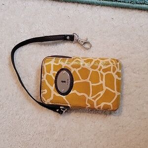 Vintage Fossil Key-Per Wristlet Wallet Giraffe Print