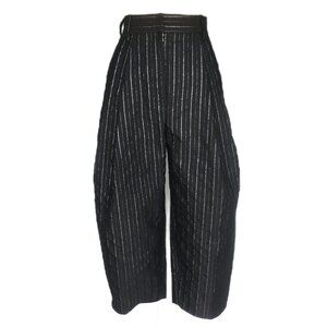 Marc Jacobs Black Wide Leg Pants 4 2 0 XS Barrel High Rise Striped Pleated