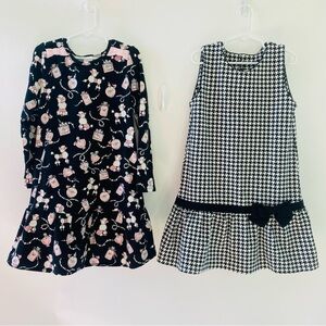 EUC Set of TWO Dresses: kids size 7 black, white, pink, chic, plaid, toddler