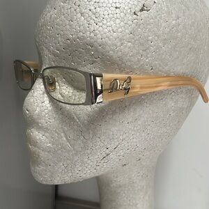 Dolce & Gabbana Silver Chrome Blond Tortoiseshell Temples with Logo