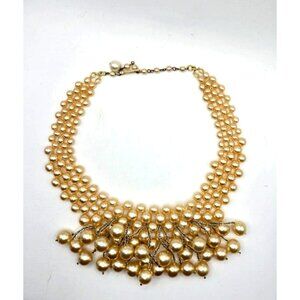 Vintage 1960s Cascading Lustrous Faux Pearl individually knotted necklace 18"