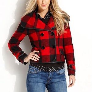 Kensie jacket buffalo plaid coat red size S