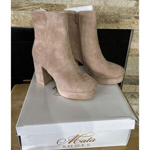 New!! Mata Shoes Womens Platform Bootie Suede Pink Taupe SIze 7