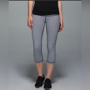 Lululemon Wunder Under Crop II Gingham Luon White Black 6