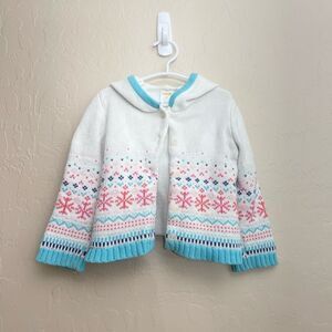 Gymboree Girls Winter Christmas Sweater Jacket with Hoodie